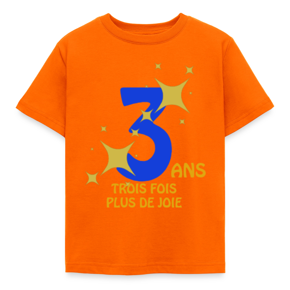 T-shirt Enfant anniversaire 3 ans  Paix bleu - Lusoquot - orange