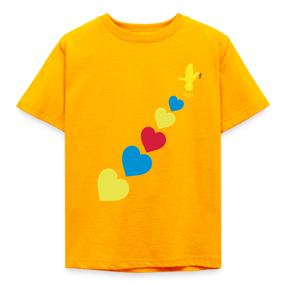 T-shirt Enfant trisomie 21 Paix jaune - Lusoquot - or