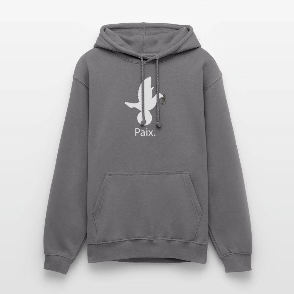 Sweat-shirt à capuche unisexe Paix blanc - Lusoquot - gris éléphant