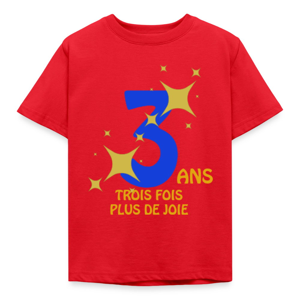 T-shirt Enfant anniversaire 3 ans  Paix bleu - Lusoquot - rouge
