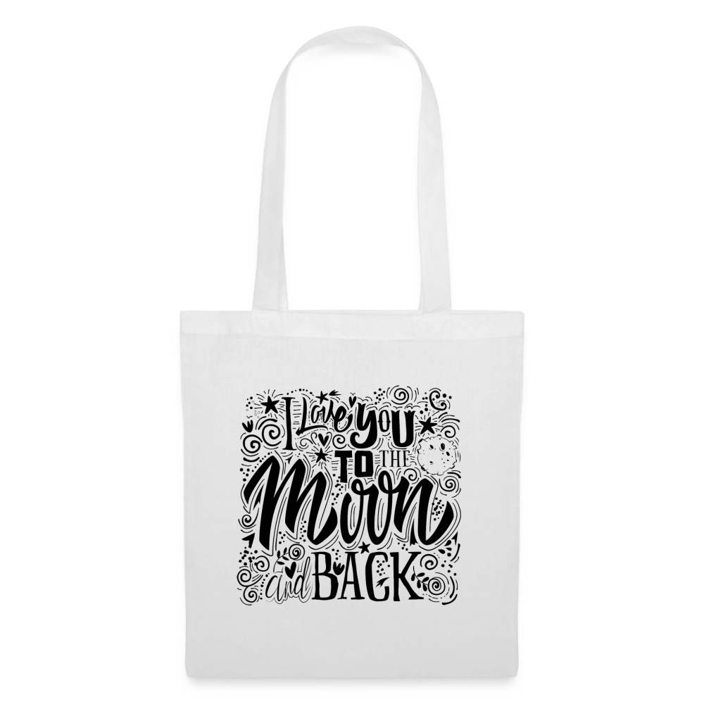 Tote Bag I love you to moon and back Peace noir - Lusoquot - blanc