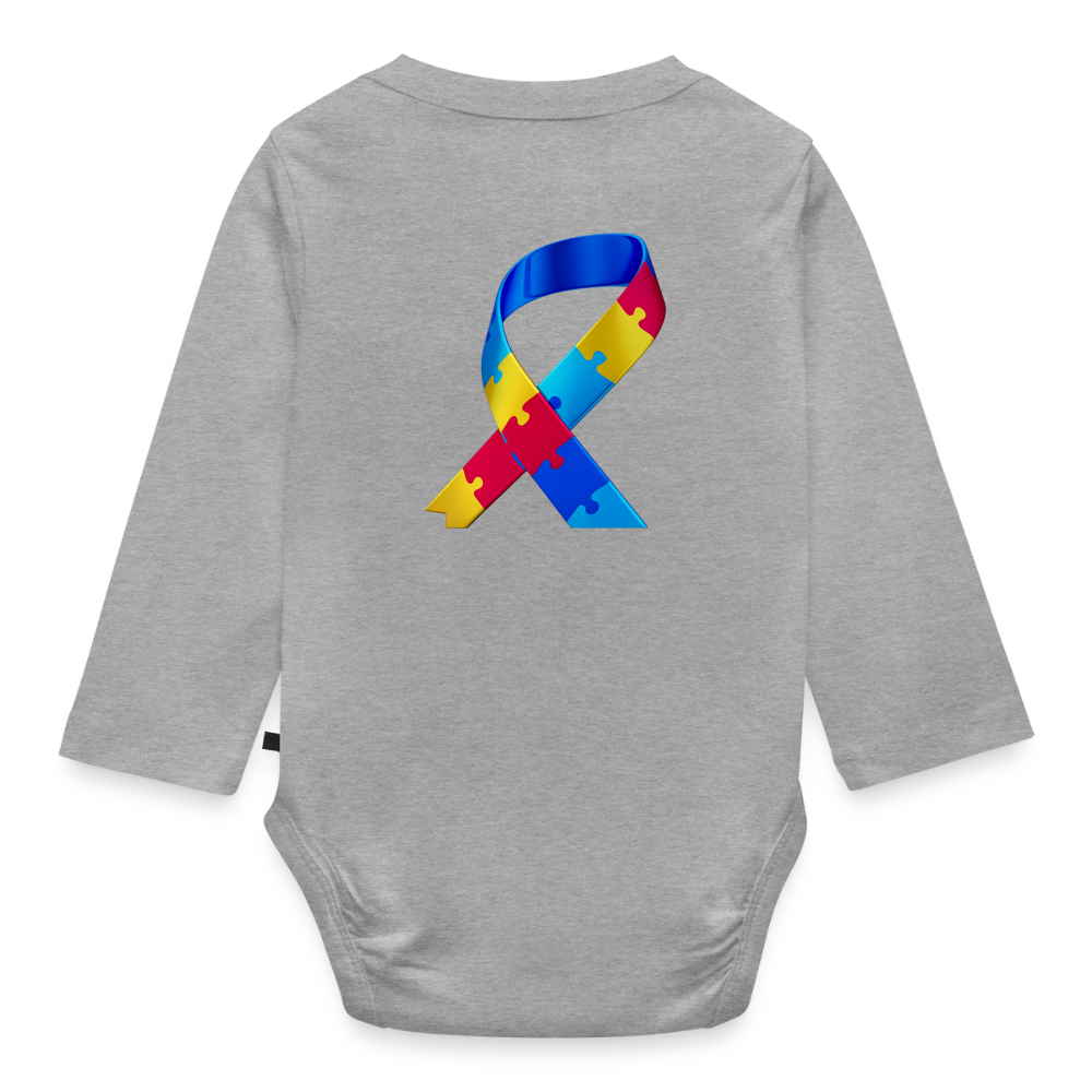 Body Bébé bio manches longues trisomie Paix jaune - Lusoquot - gris chiné