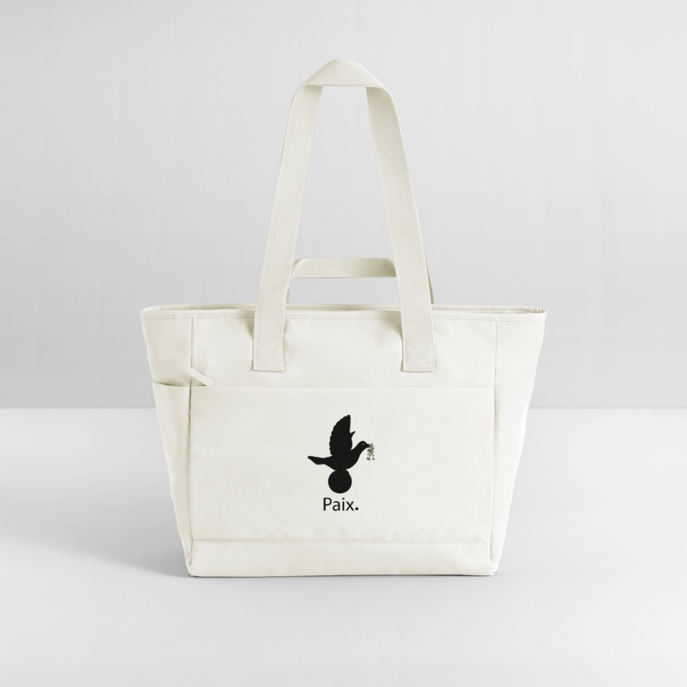 Sac matelassé déperlant Paix noir - Lusoquot - blanc nature