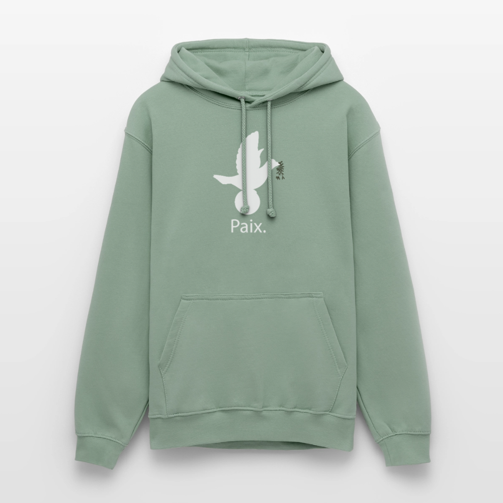Sweat-shirt à capuche unisexe Paix blanc - Lusoquot - vert-de-gris