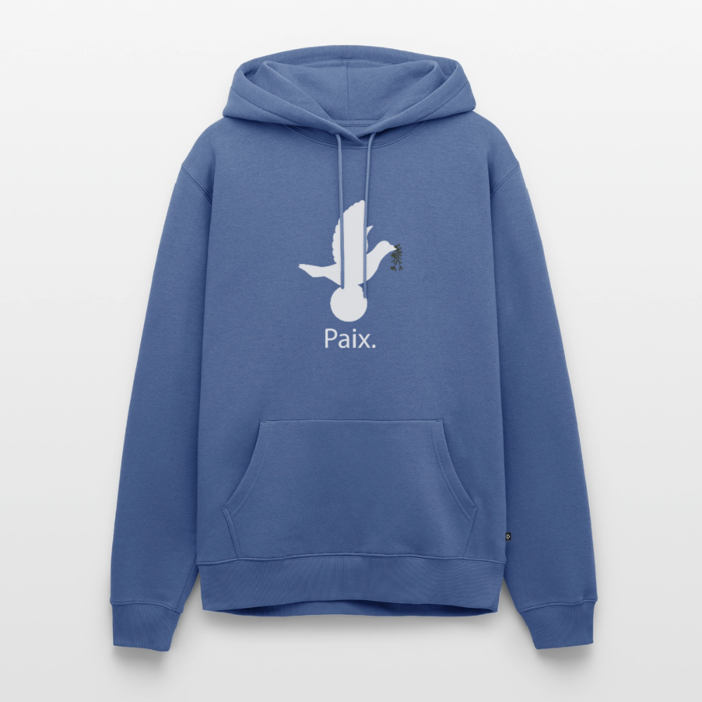 Sweat-shirt à capuche Premium pour hommes Paix blanc - Lusoquot - bleu pigeon