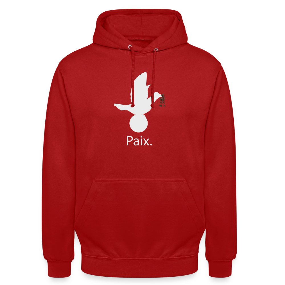 Sweat-shirt à capuche unisexe Paix blanc - Lusoquot - rouge