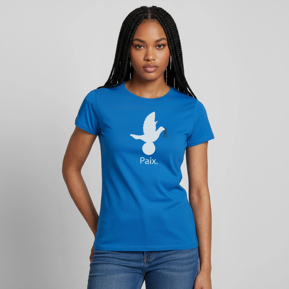 T-shirt Femme Paix blanc - Lusoquot - bleu royal