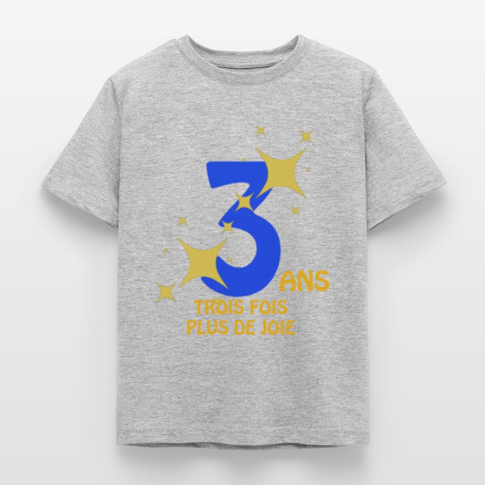 T-shirt Enfant anniversaire Lapè bleu - Lusoquot - gris chiné