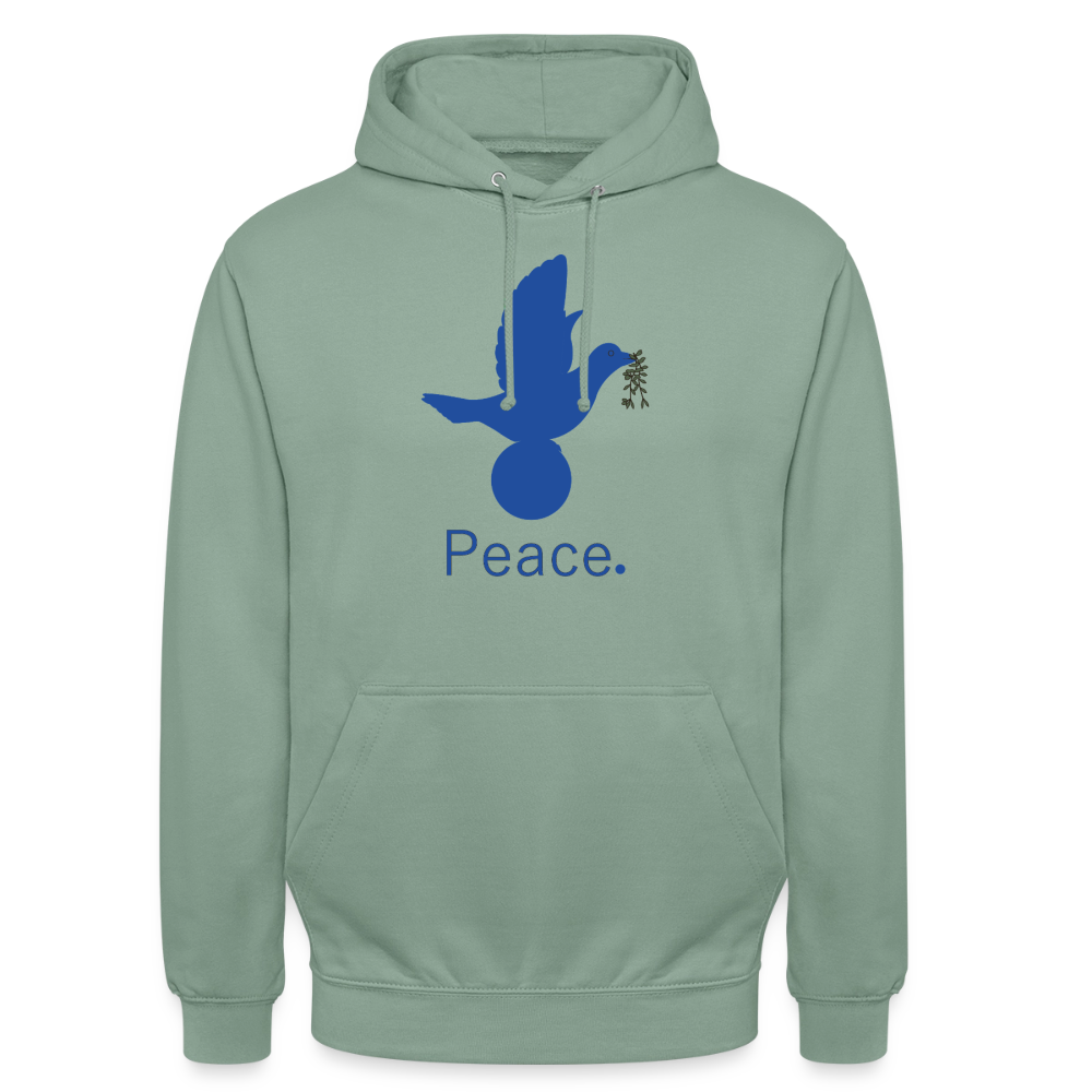 Sweat-shirt à capuche unisexe Peace bleu - vert-de-gris