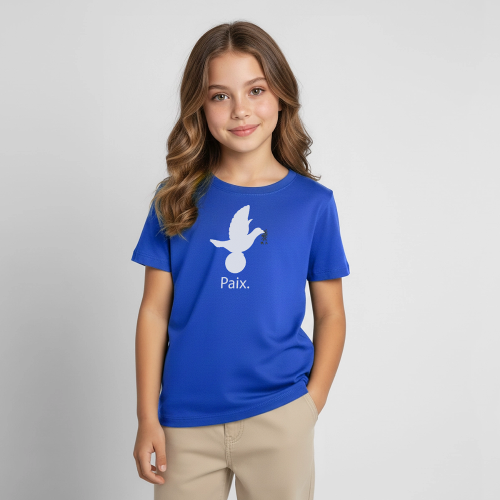 T-shirt Enfant Paix blanc - Lusoquot - bleu royal