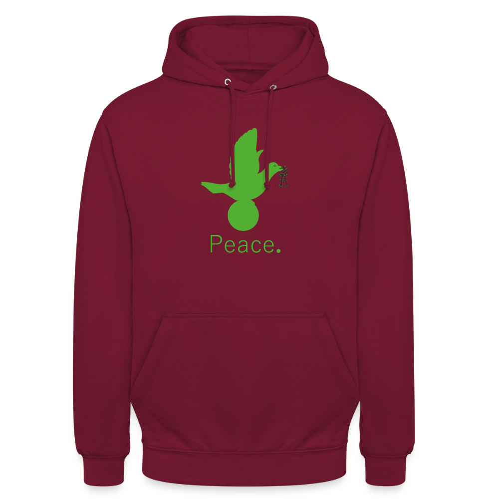 Sweat-shirt à capuche unisexe Peace vert Lusoquot - bordeaux