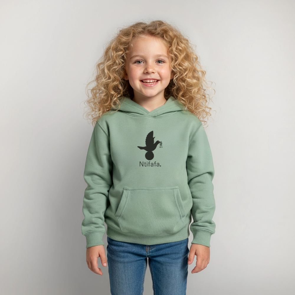 Sweat à capuche Enfant Ntifafa noir - Lusoquot - vert-de-gris