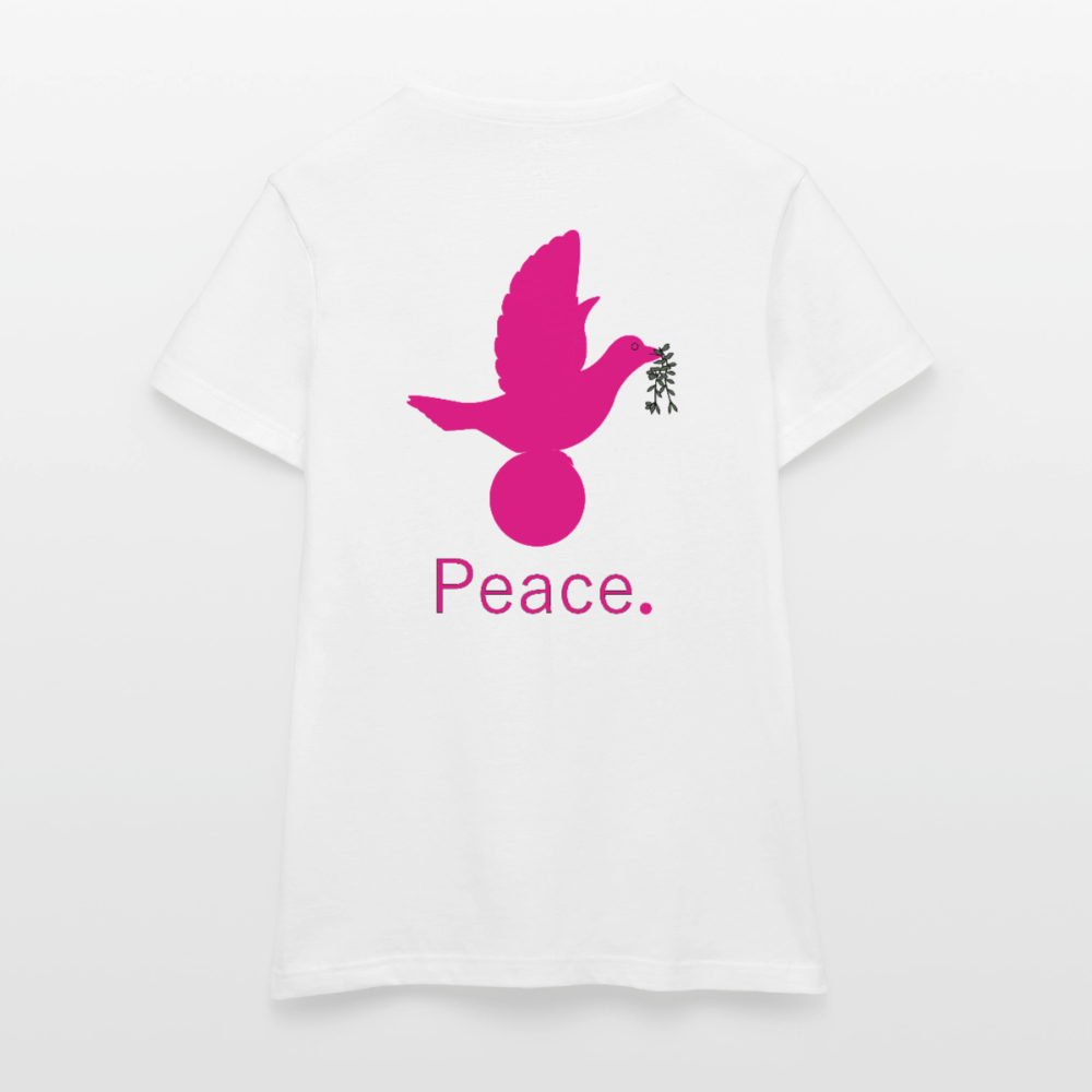 T-shirt Femme coeur Peace rose  - Lusoquot - blanc