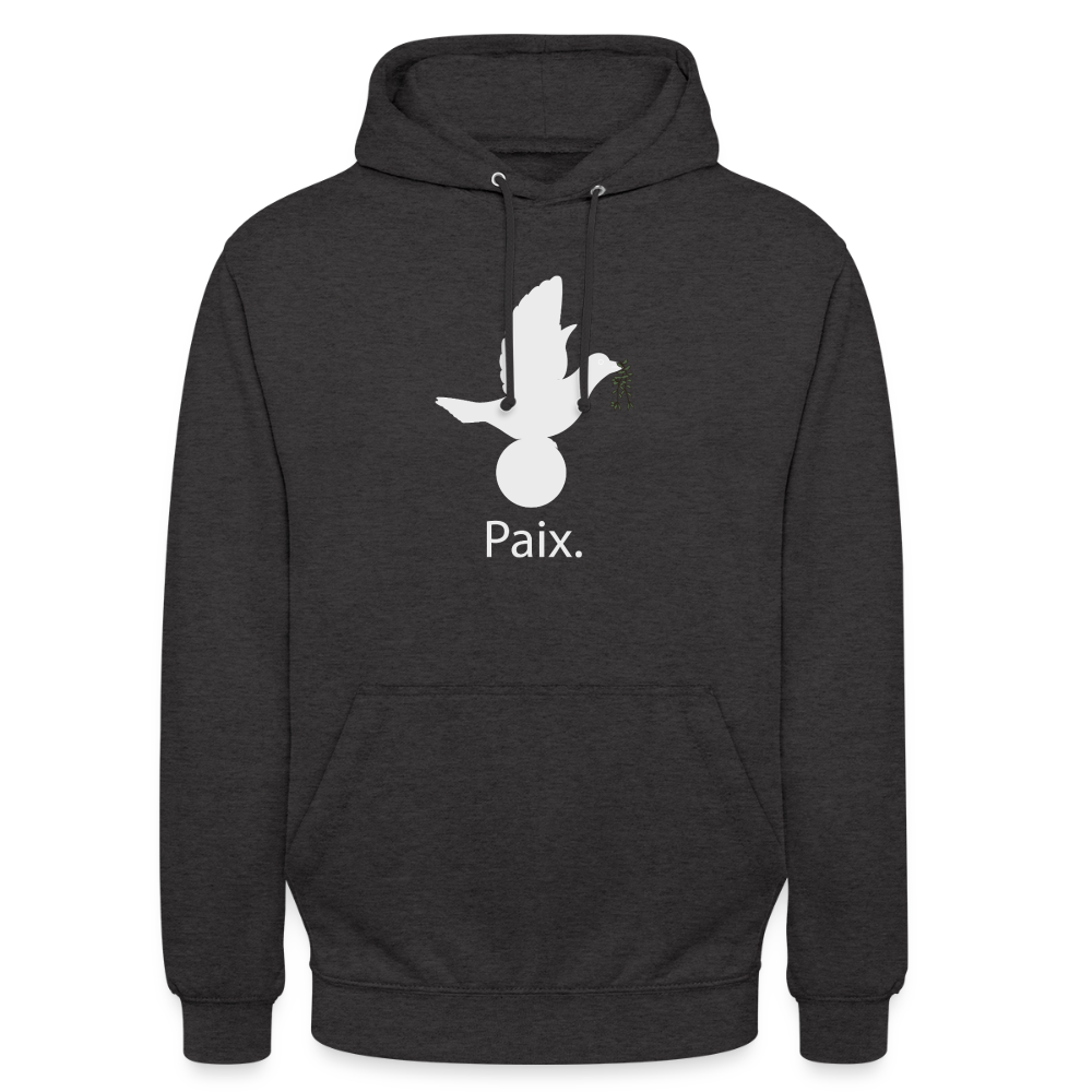 Sweat-shirt à capuche unisexe Paix blanc - Lusoquot - charbon