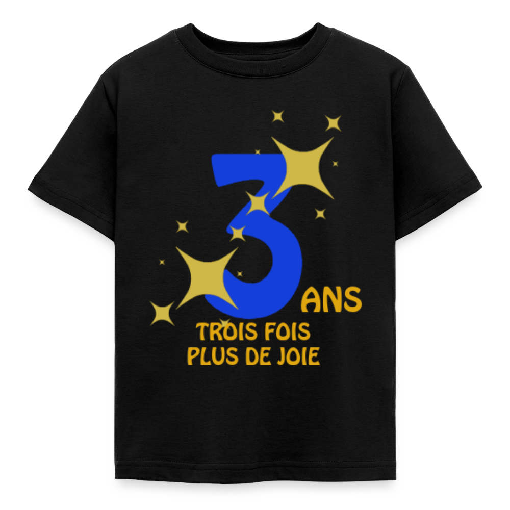 T-shirt Enfant anniversaire 3 ans  Paix bleu - Lusoquot - noir