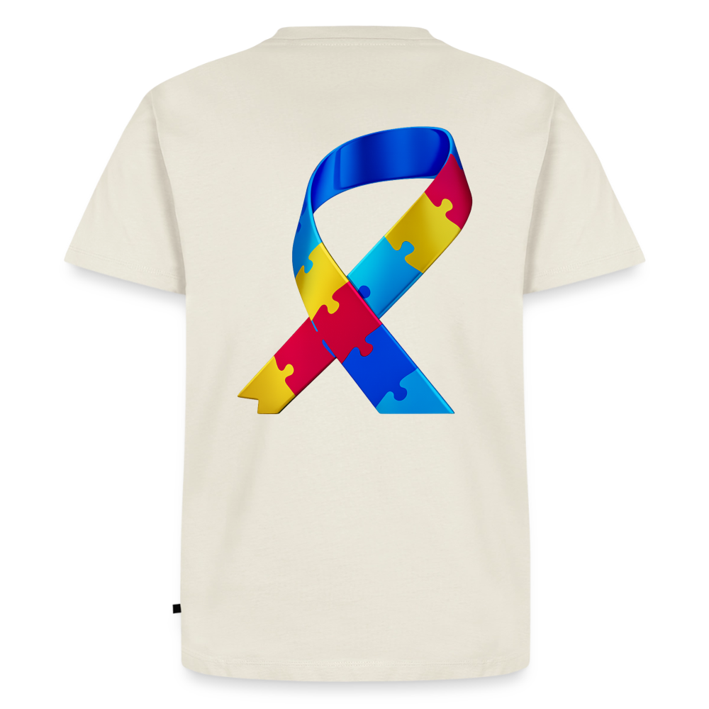 T-shirt Premium Homme trisomie 21  Paix jaune - Lusoquot - blanc cassé
