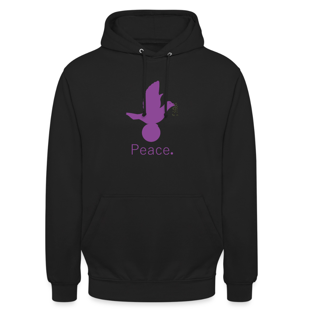 Sweat-shirt à capuche unisexe Peace mauve Lusoquot - noir