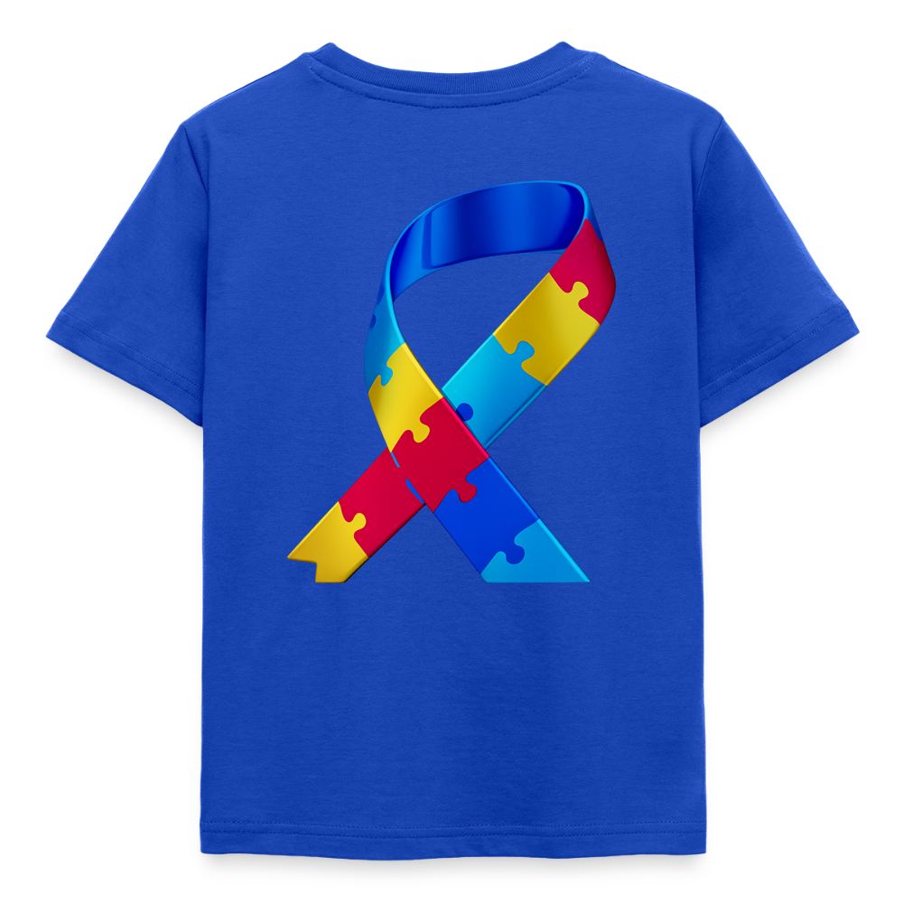 T-shirt Enfant trisomie 21 Paix jaune - Lusoquot - bleu royal