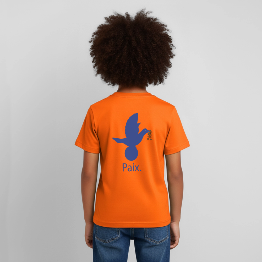T-shirt Enfant anniversaire 3 ans  Paix bleu - Lusoquot - orange