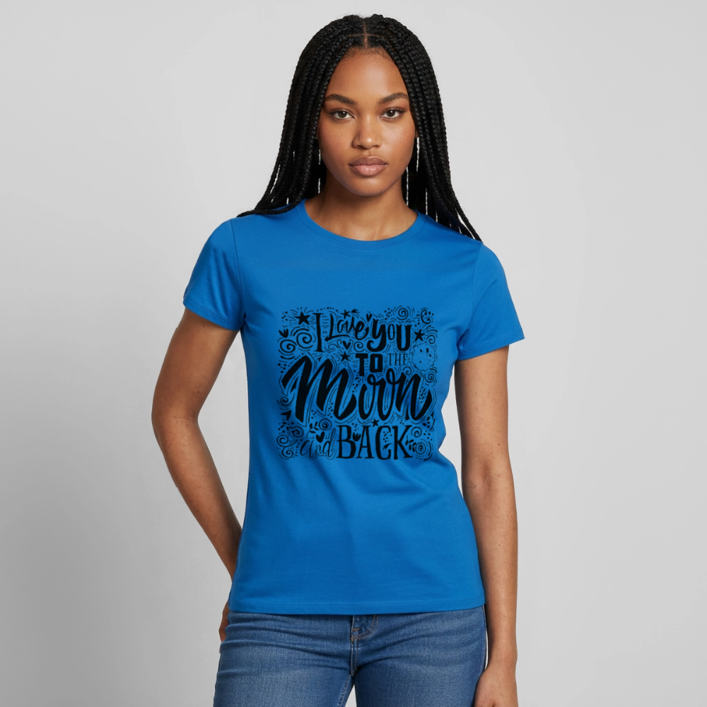 T-shirt Femme I love you to moon and back Peace noir - Lusoquot - bleu royal