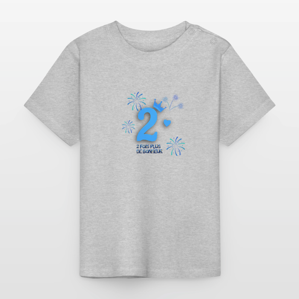 T-shirt Bébé anniversaire 2ans Paix bleu - Lusoquot - gris chiné