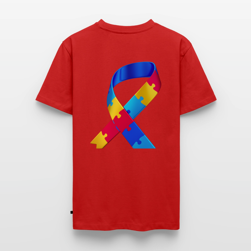T-shirt Premium Homme trisomie 21  Paix jaune - Lusoquot - rouge