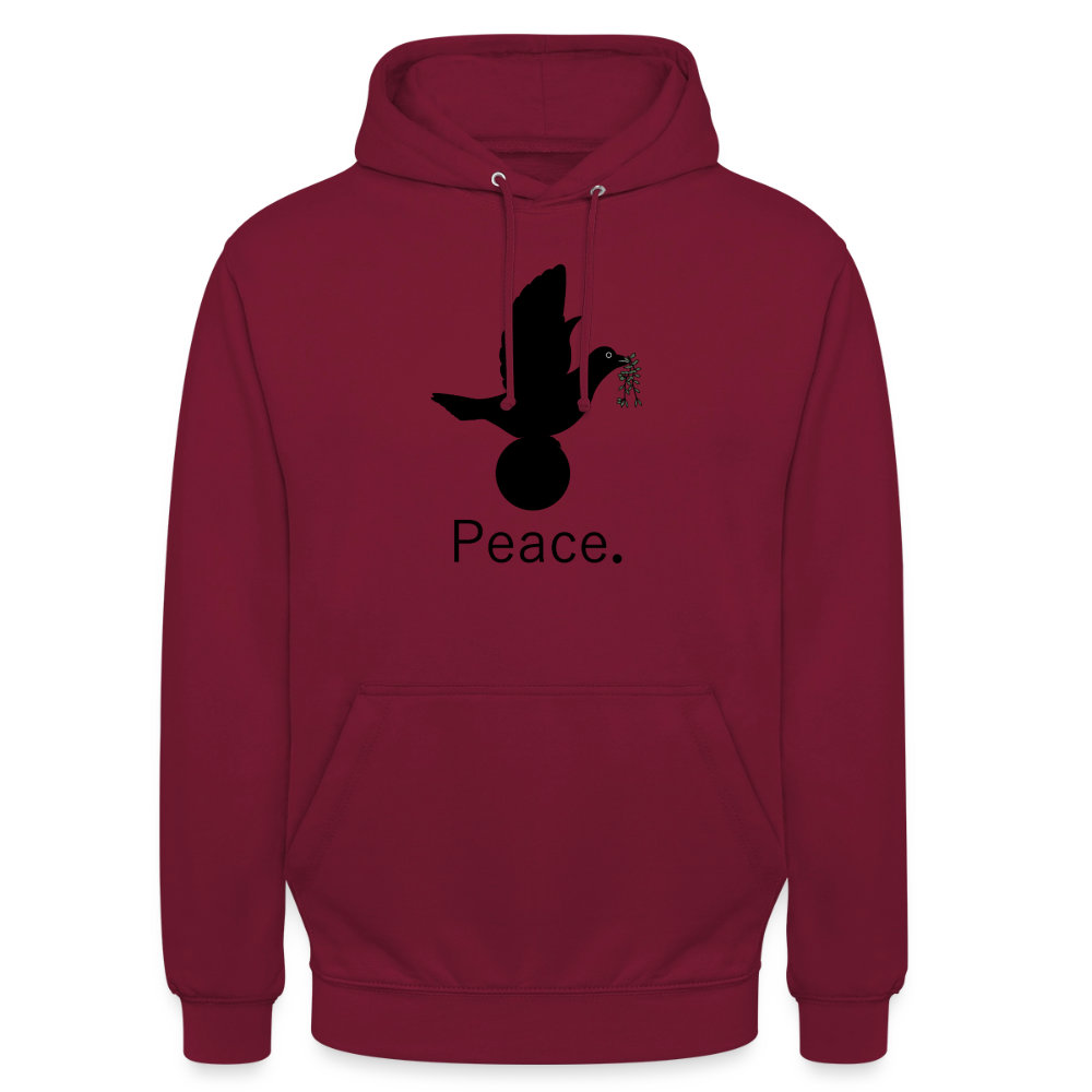 Sweat-shirt à capuche unisexe Peace noir Lusoquot - bordeaux