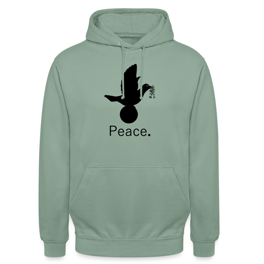 Sweat-shirt à capuche unisexe Peace noir Lusoquot - vert-de-gris