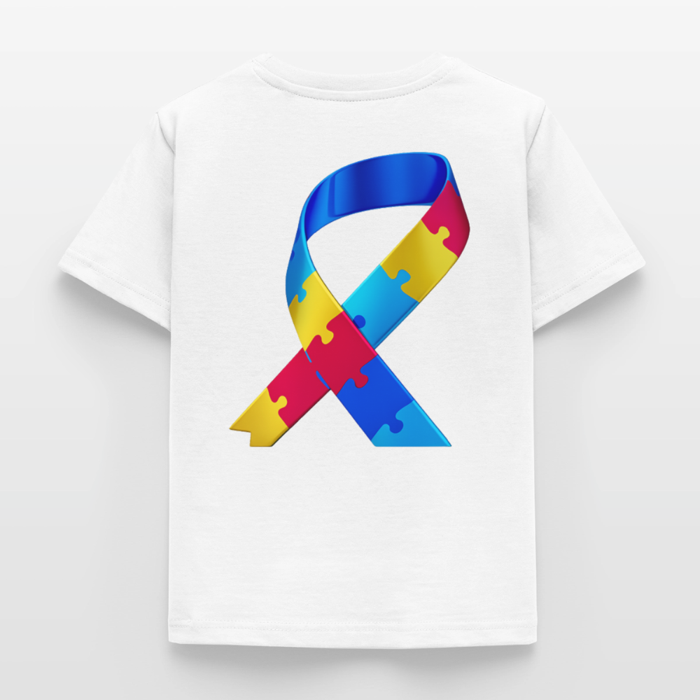 T-shirt Enfant trisomie 21 Paix jaune - Lusoquot - blanc