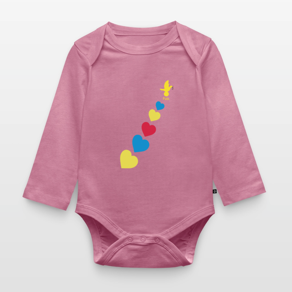 Body Bébé bio manches longues trisomie Paix jaune - Lusoquot - mauve