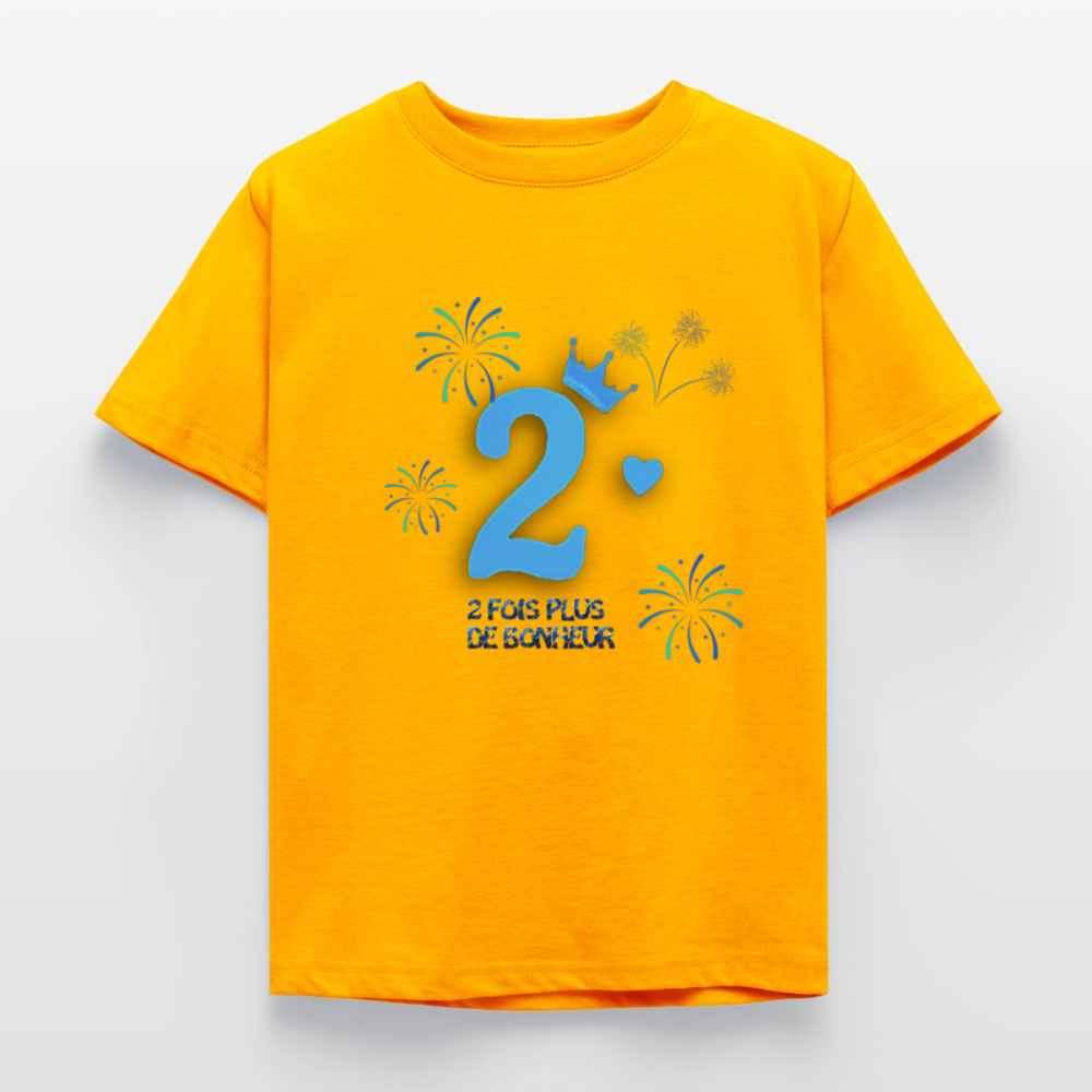 T-shirt Enfant anniversaire 2 ans Lapè bleu - Lusoquot - or