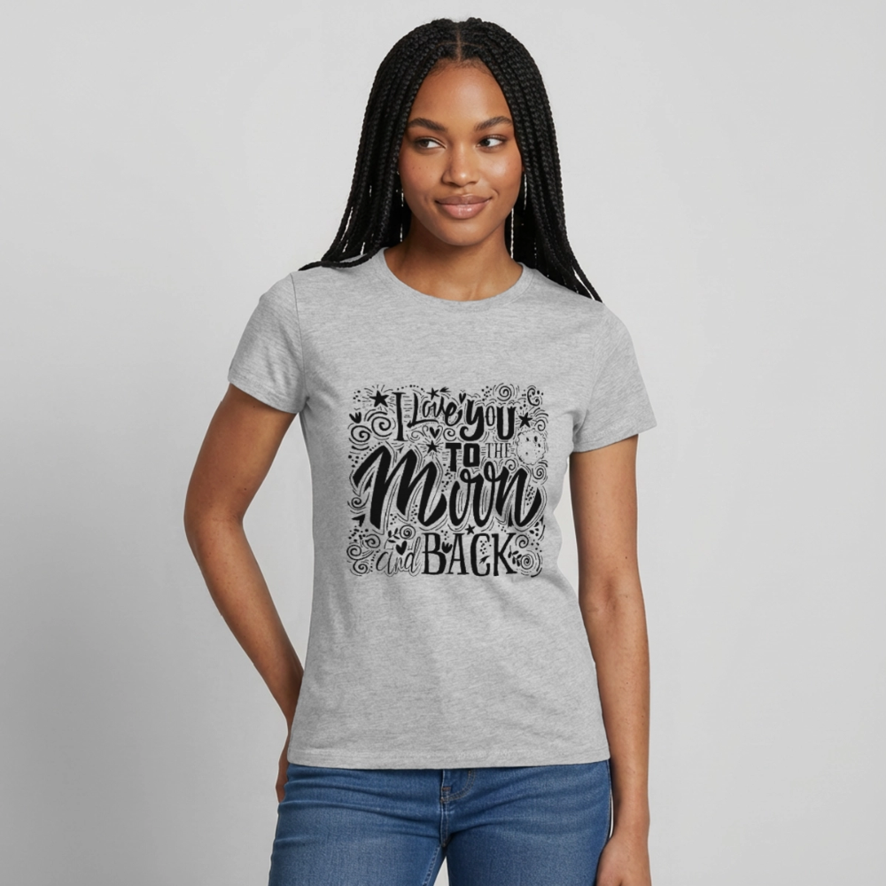 T-shirt Femme I love you to moon and back Peace noir - Lusoquot - gris chiné