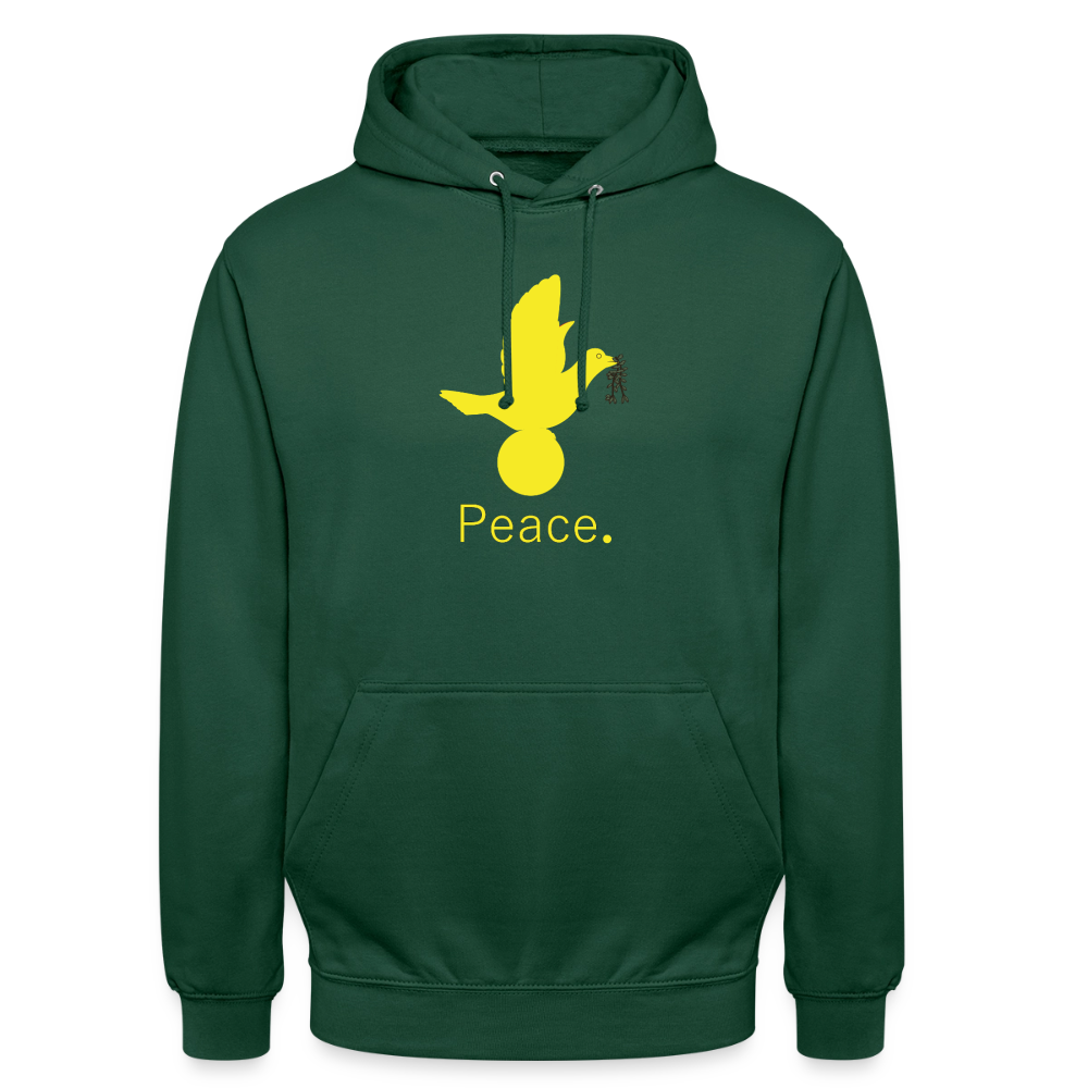 Sweat-shirt à capuche unisexe Peace jaune Lusoquot - vert bouteille