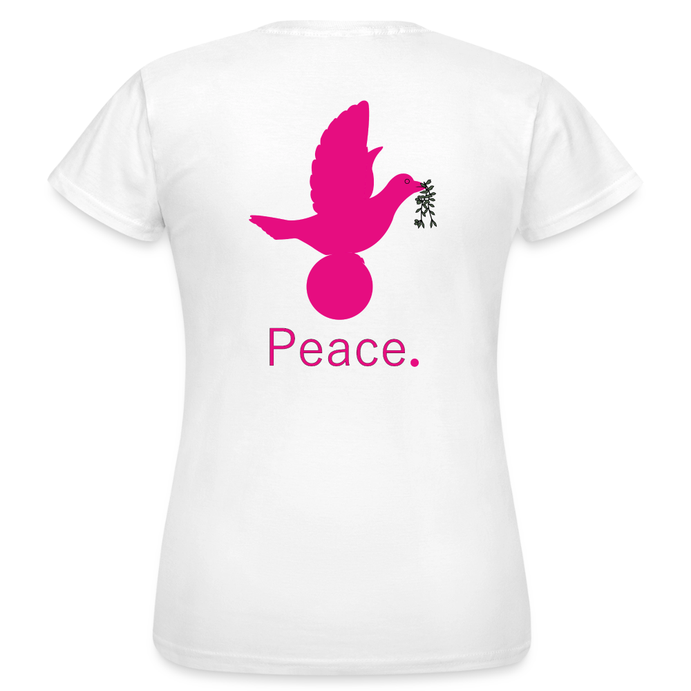 T-shirt Femme coeur Peace rose  - Lusoquot - blanc