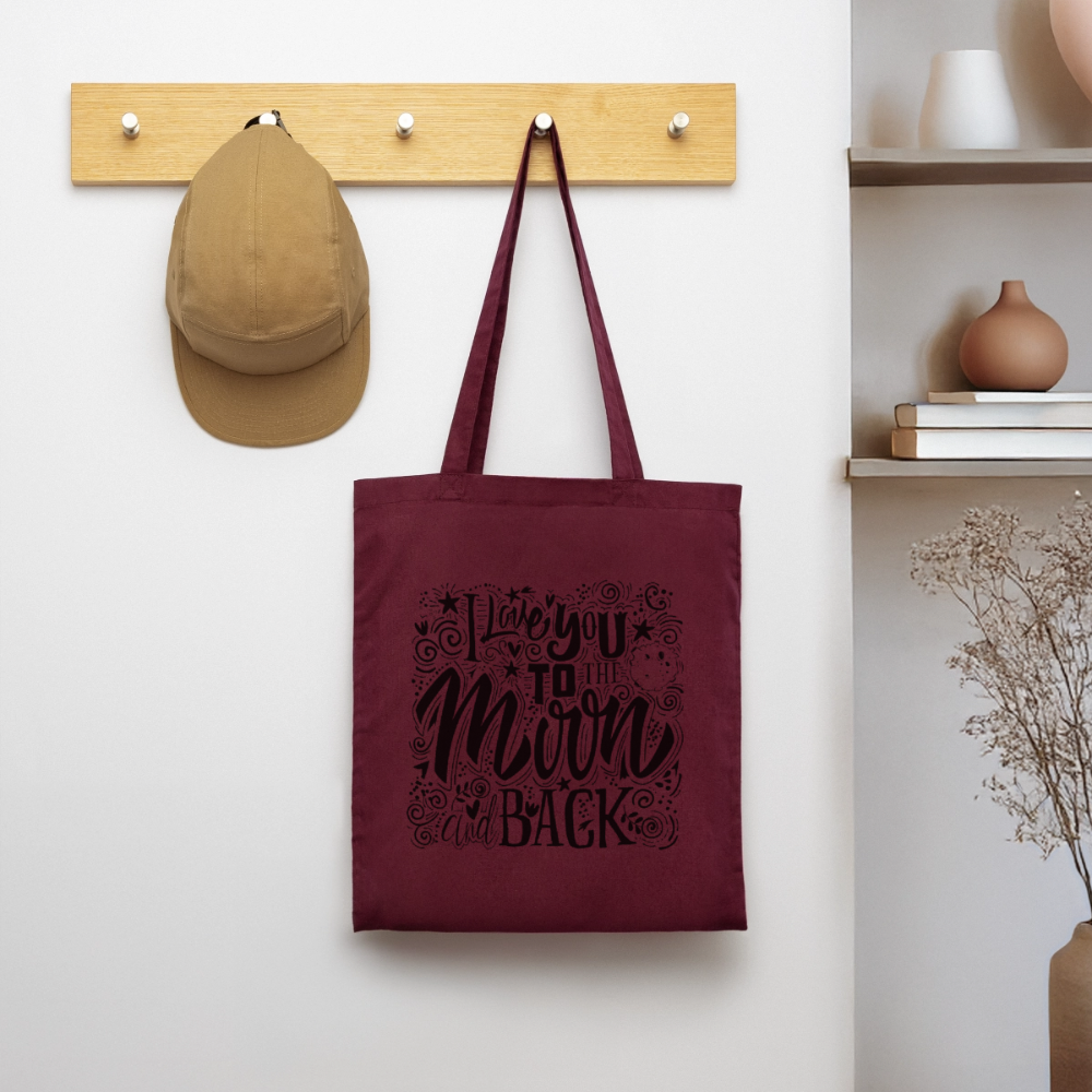Tote Bag I love you to moon and back Peace noir - Lusoquot - bordeaux