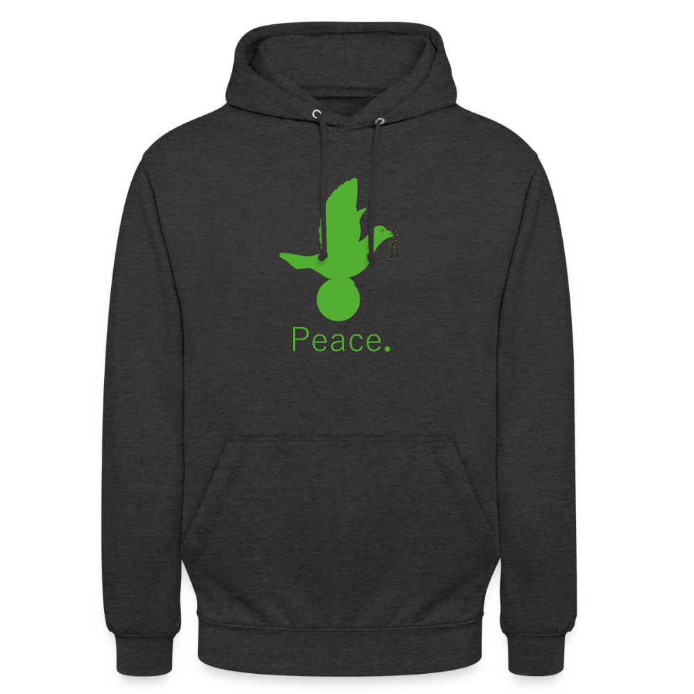 Sweat-shirt à capuche unisexe Peace vert Lusoquot - charbon