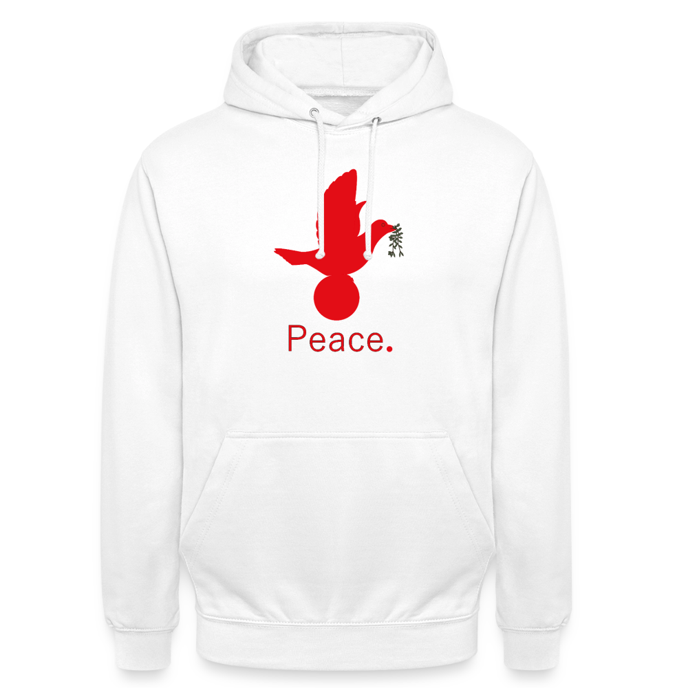 Sweat-shirt à capuche unisexe Peace rouge Lusoquot - blanc