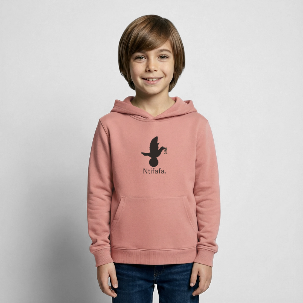 Sweat à capuche Enfant Ntifafa noir - Lusoquot - rose poudré