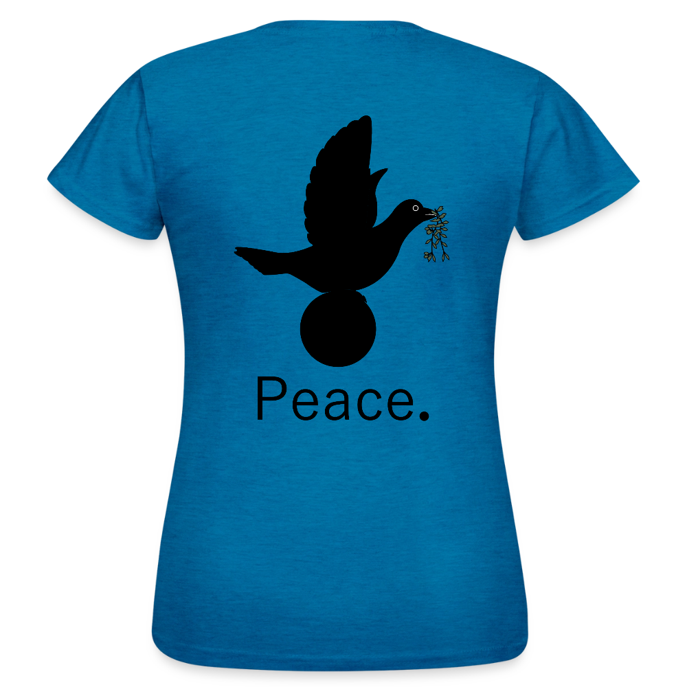 T-shirt Femme I love you to moon and back Peace noir - Lusoquot - bleu saphir antique chiné
