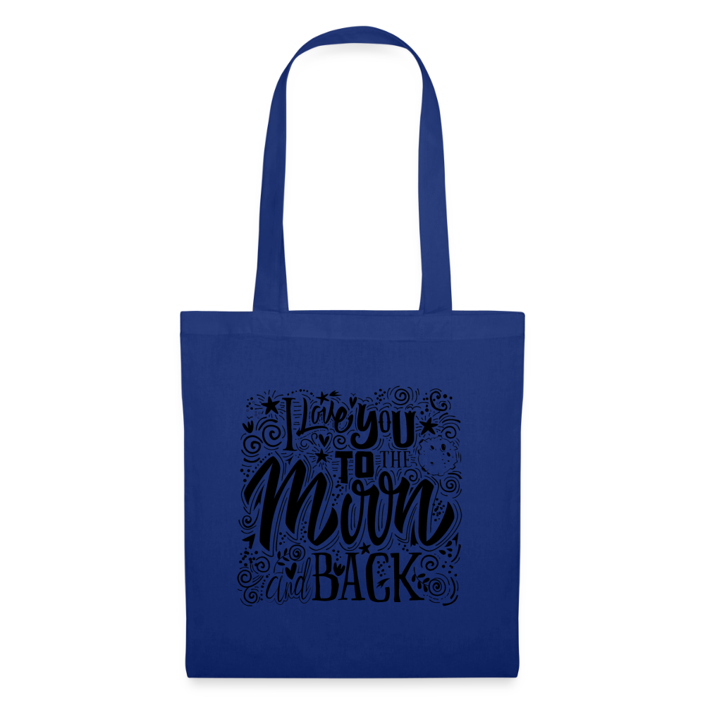 Tote Bag I love you to moon and back Peace noir - Lusoquot - bleu royal