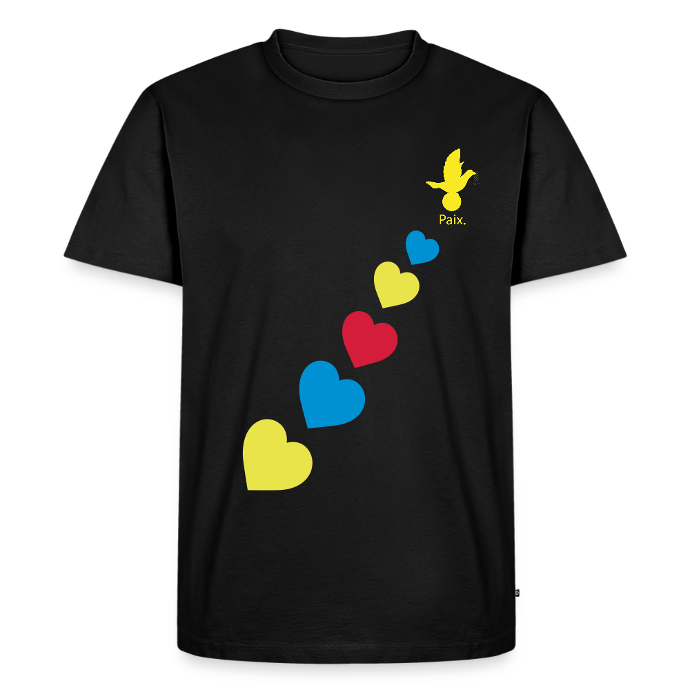 T-shirt Premium Homme trisomie 21  Paix jaune - Lusoquot - noir