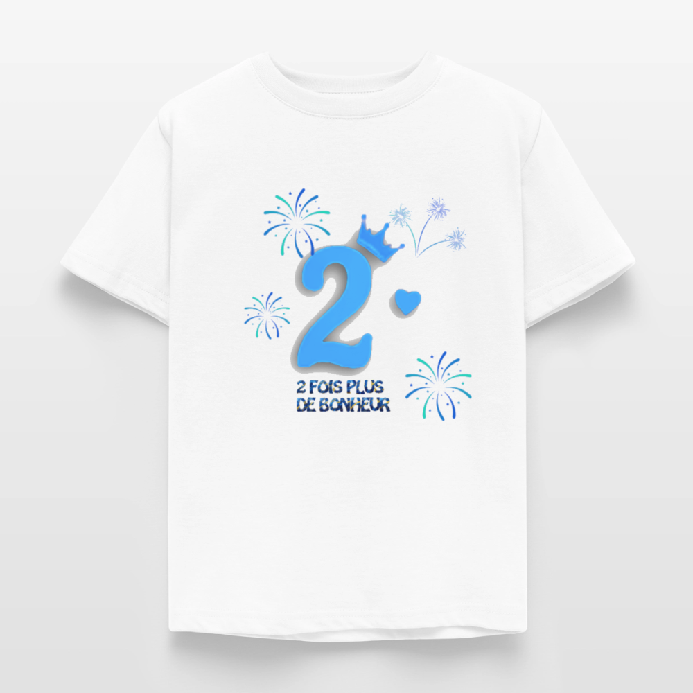 T-shirt Enfant anniversaire 2 ans Lapè bleu - Lusoquot - blanc