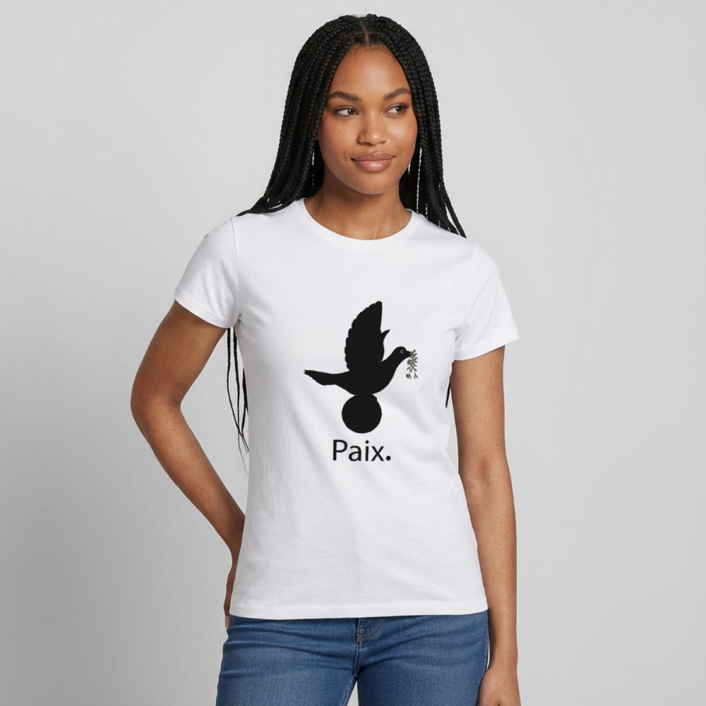 T-shirt Femme Paix noir - Lusoquot - blanc