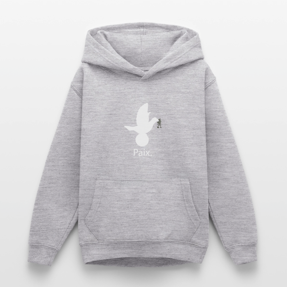 Sweat à capuche Ado Paix blanc - Lusoquot - gris clair chiné