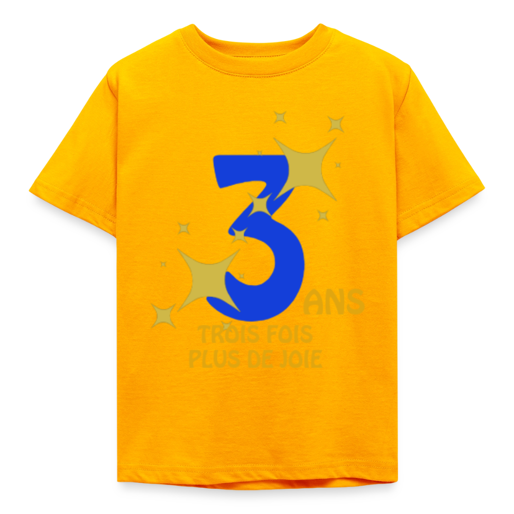 T-shirt Enfant anniversaire 3 ans  Paix bleu - Lusoquot - or