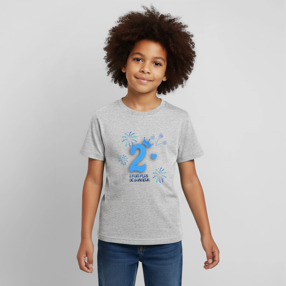 T-shirt Enfant anniversaire 2 ans Lapè bleu - Lusoquot - gris chiné