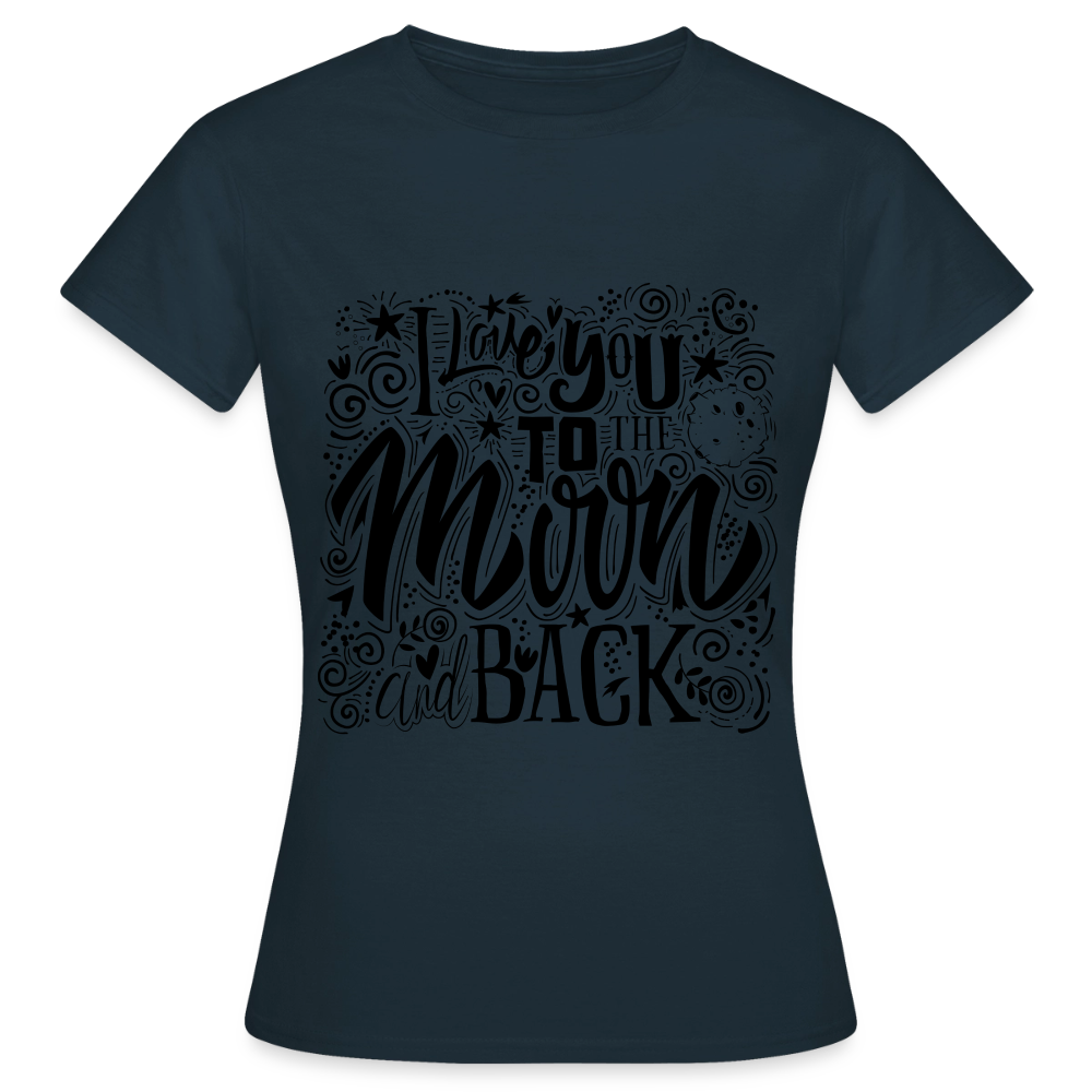T-shirt Femme I love you to moon and back Peace noir - Lusoquot - marine