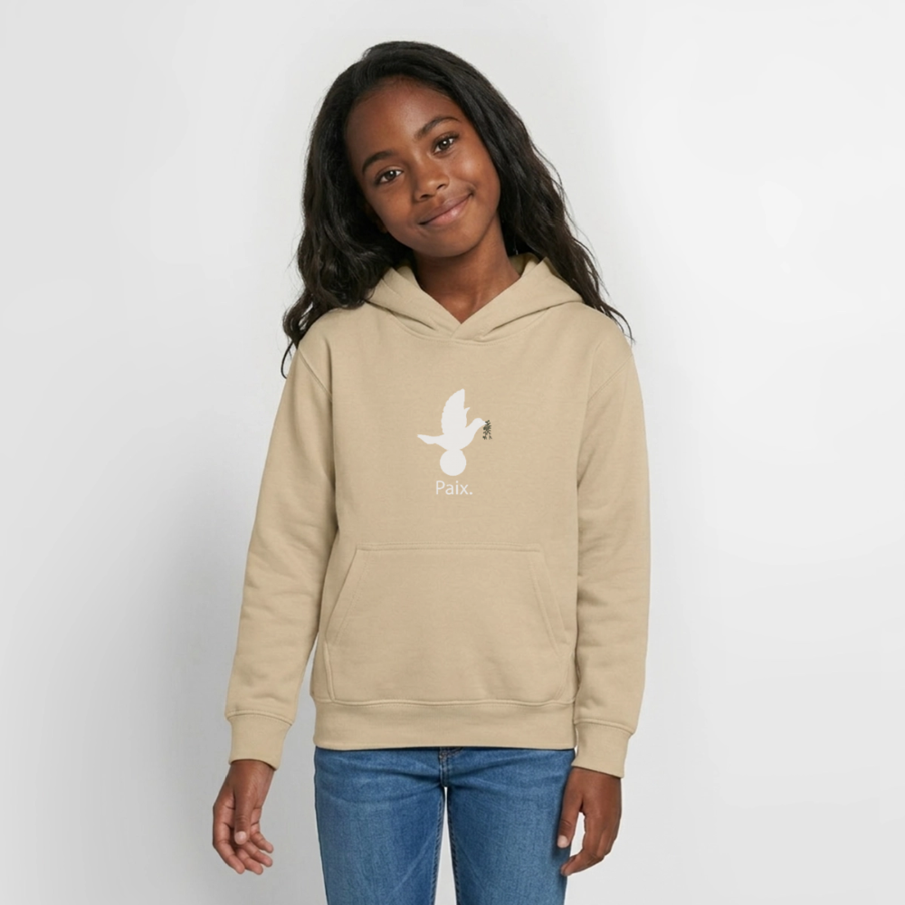 Sweat à capuche Ado Paix blanc - Lusoquot - jaune sable