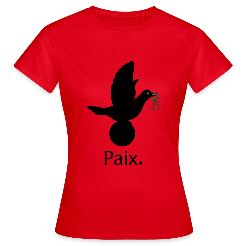 T-shirt Femme Paix noir - Lusoquot - rouge
