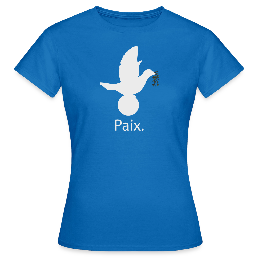 T-shirt Femme Paix blanc - Lusoquot - bleu royal